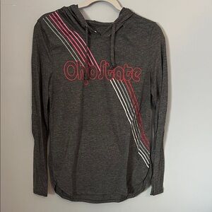 Colosseum Gray Long Sleeve Tee with Pink and White Accents